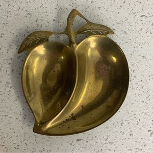 Vintage Brass Peach-Shaped Divided Dish